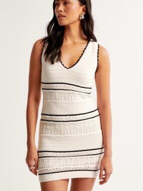 Abercrombie & Fitch Crochet-Style V-Neck Mini Dress